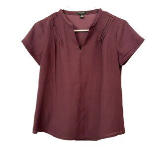 Ann Taylor Burgundy Short Sleeve Blouse, xsp